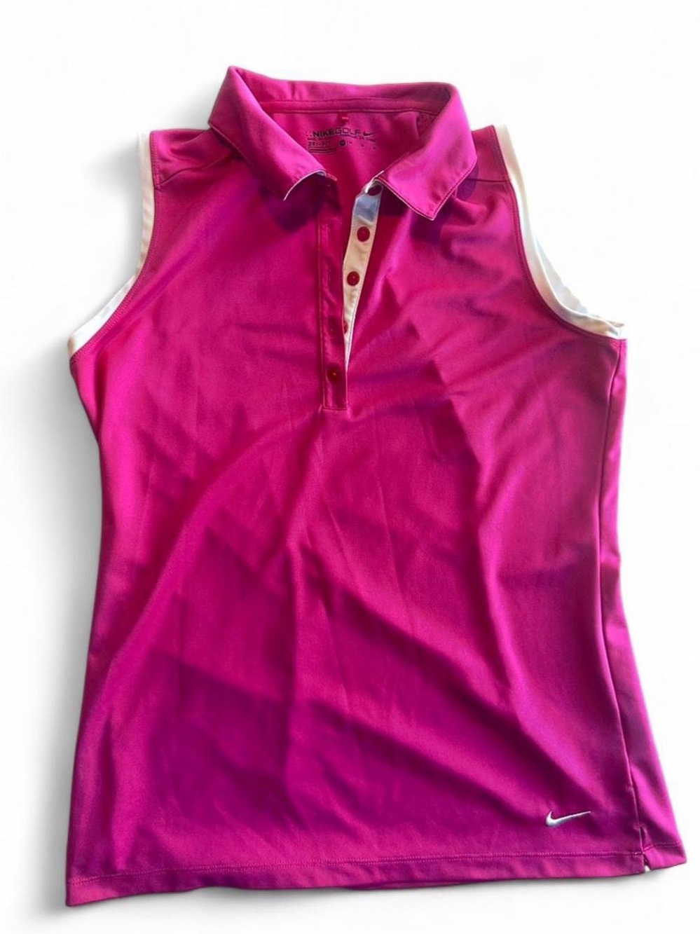 Nike Women’s Sleeveless Golf Dri fit Polo hot pink Tank Top size medium